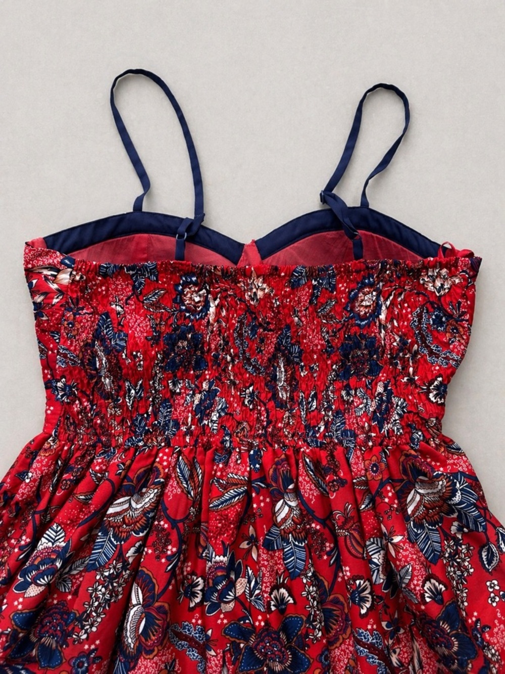 B.O.G Collective Coral & Navy Floral Dress | Adjustable Straps | Pockets | Sz M - Picture 5 of 10
